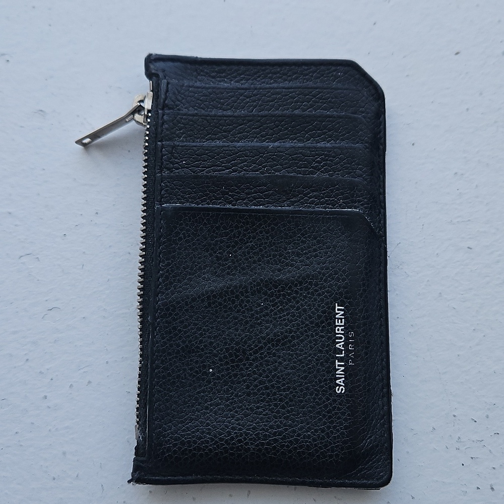 Saint Laurent Black Leather Card Holder